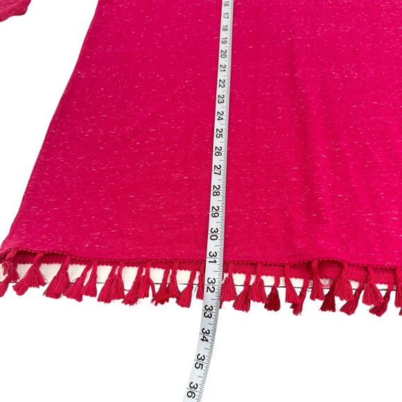 JMS Womens Plus Size 4X Pink Magenta Tunic Top With Fringe Tazzel Hem - Picture 5 of 12